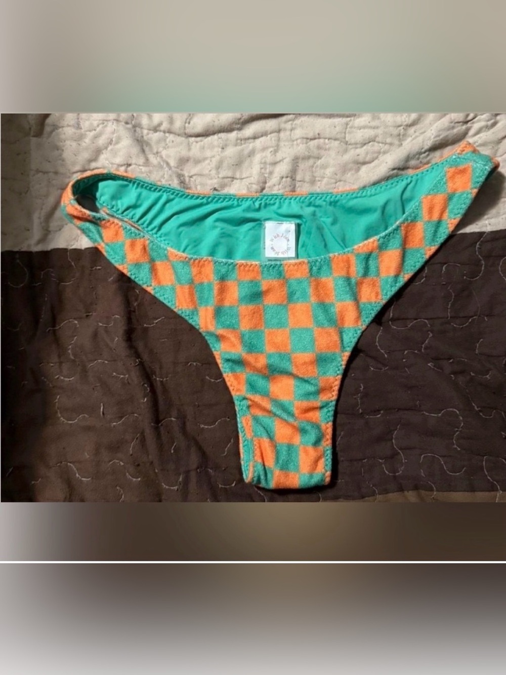 With Jean Teal & Orange Striped Bikini Bottom